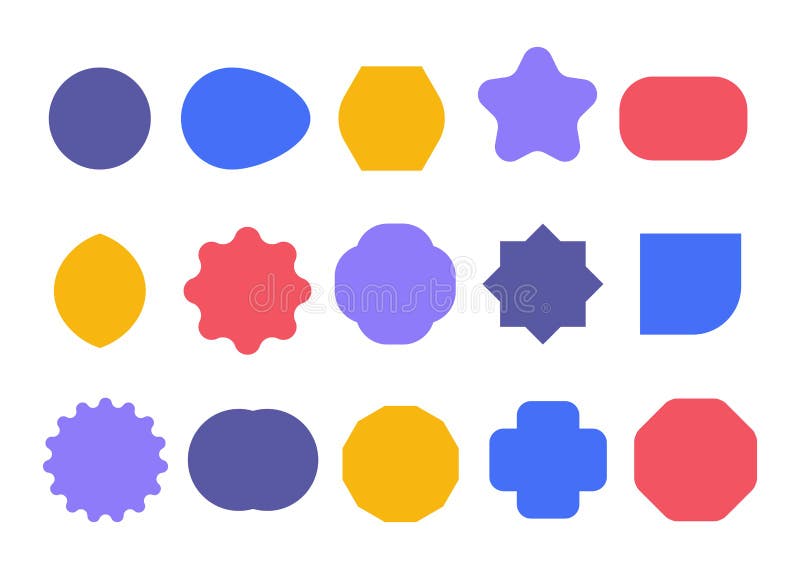 Empty geometric banners. Abstract bold shapes, minimalistic message balloon template. Various multicolored forms isolated on white vector illustration