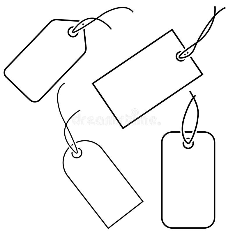 Set of Empty White Price Tags Vector Icons. Luggage Tag Collection