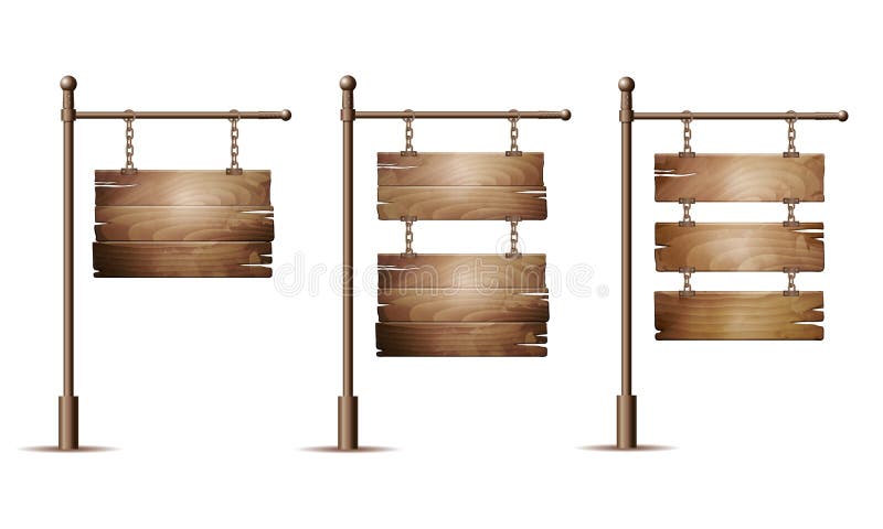 Set of Empty wooden signboards royalty free illustration