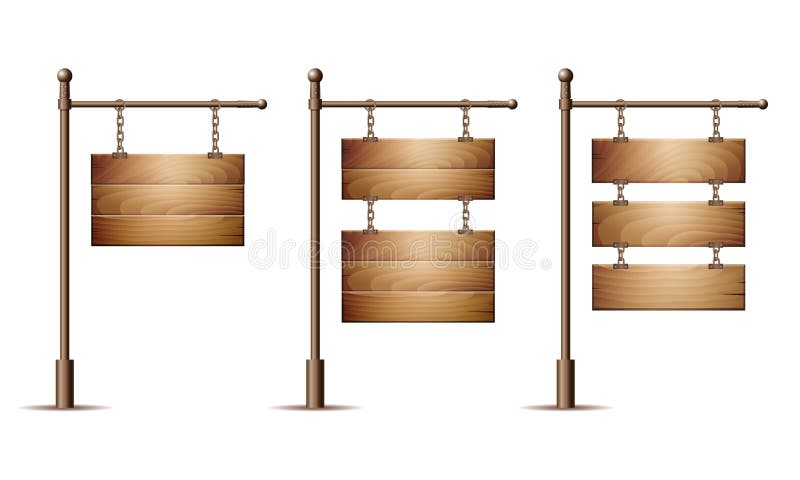 Set of Empty wooden signboards royalty free illustration