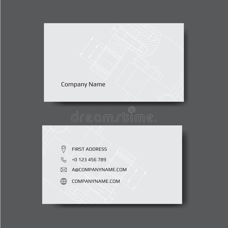 Set of engineering business card. Engineering drawings. vector illustration royalty free illustration