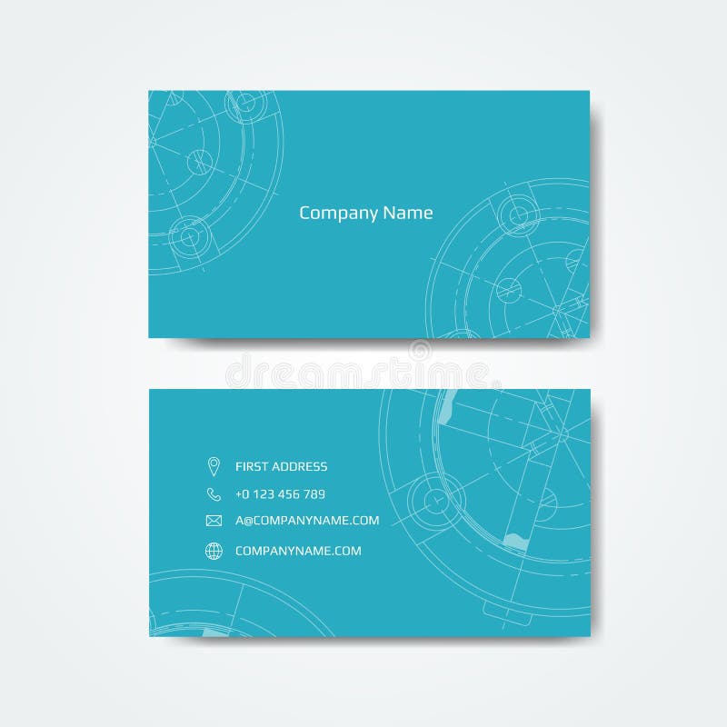 Set of engineering business card. Engineering drawings. vector illustration stock illustration