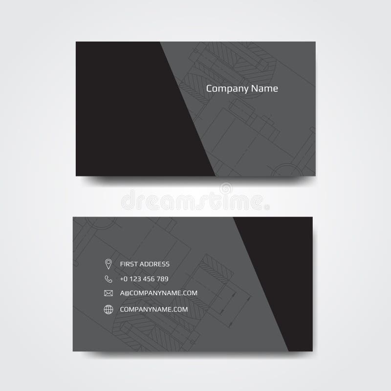 Set of engineering business card. Engineering drawings. vector illustration stock illustration