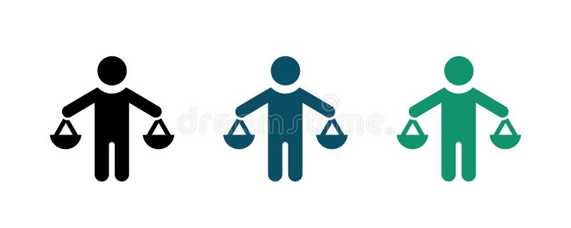 Set of Ethics Balance Icon Flat Vector stock illustration