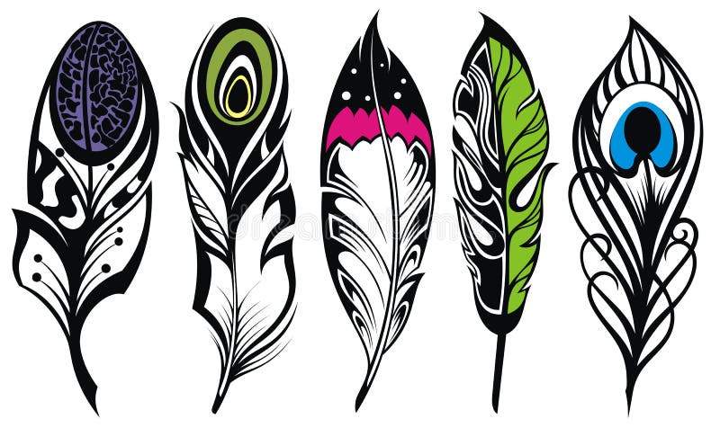 Set of ethnic feathers stock vector. Illustration of fashion - 59755031