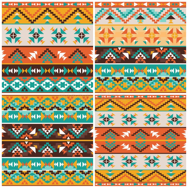 Set of 4 ethnic geometric patterns vector illustration