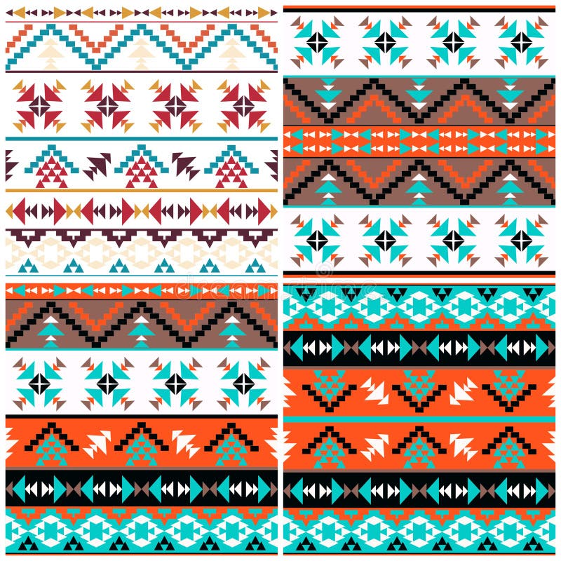 Set of 4 ethnic geometric patterns royalty free illustration