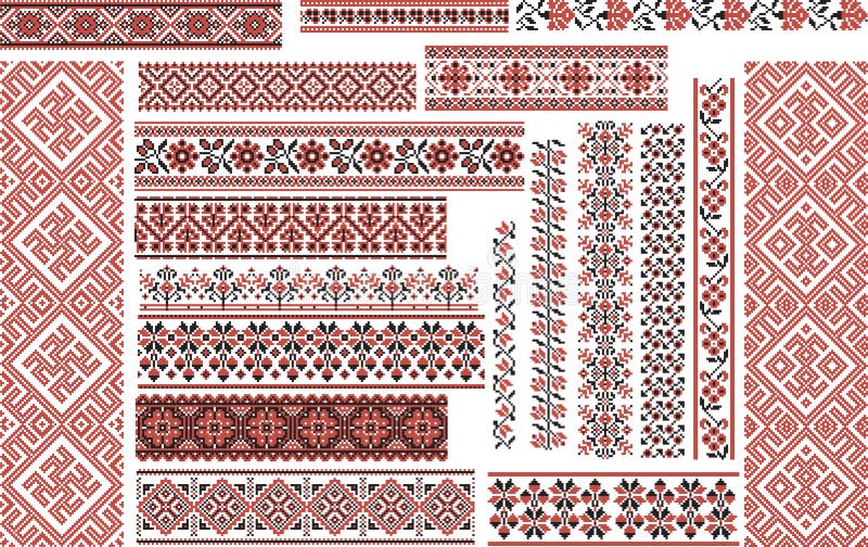 Set of Ethnic Patterns for Embroidery Stitch