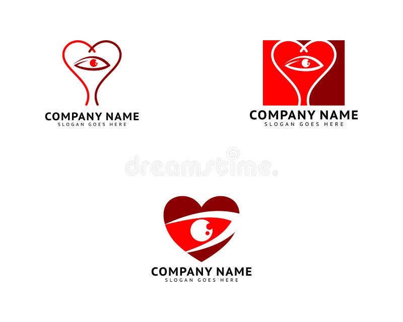 Set of Eye heart love logo vector design royalty free illustration