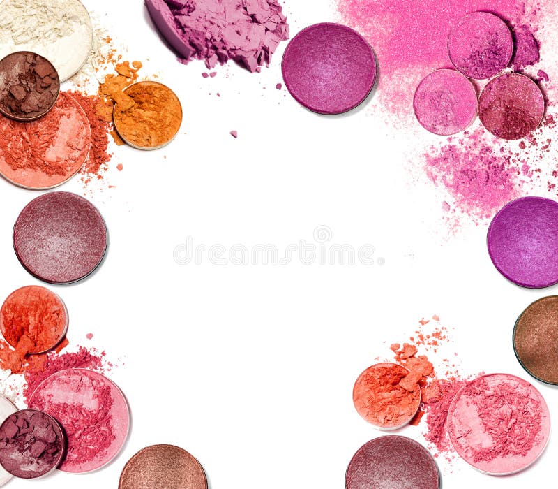 Set of different eye shadow isolated on white background stock photos
