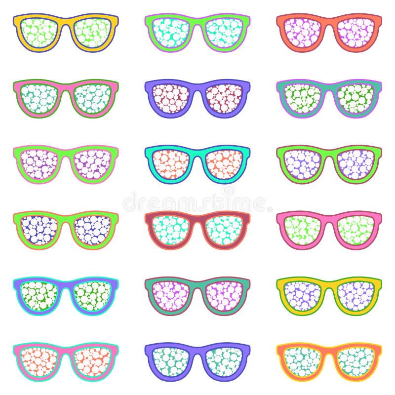 Set of eyeglasses. Seamless pattern with glasses. Vector royalty free illustration