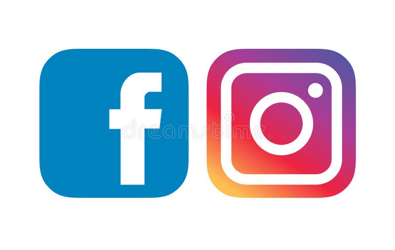 Set of Facebook and Instagram  on White Background. Editorial  Photography - Illustration of logotype, logosisolated: 194916777