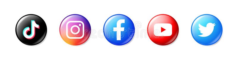 Set Of Facebook Tiktok Twitter Instagram And Youtube Icons Social Media Icons Realistic Set Illustration Editorial Vector Editorial Photography Illustration Of Blue Symbol