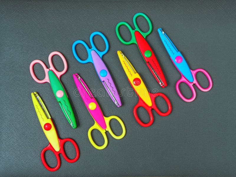 Colorful Cardboard Scissors Closeup Stock Photo 164680445