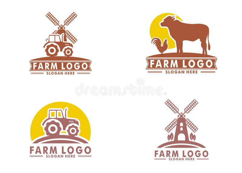 Set of Farm Logo Vector, Livestock Logo Icon Design Stock Vector ...