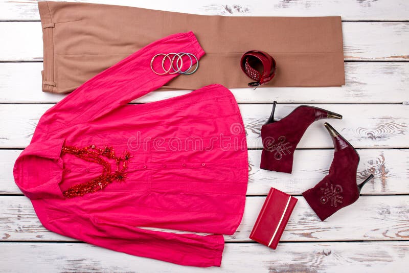 Set of Female Clothes and Accessories. Stock Image - Image of clothing ...