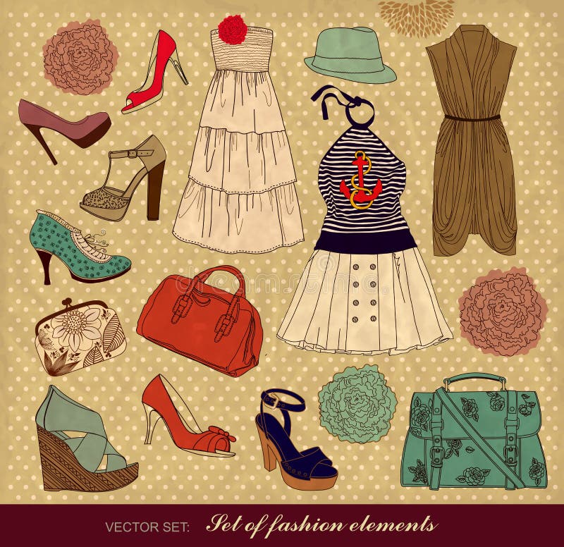 Set of Female Fashion Accessories Stock Vector - Illustration of