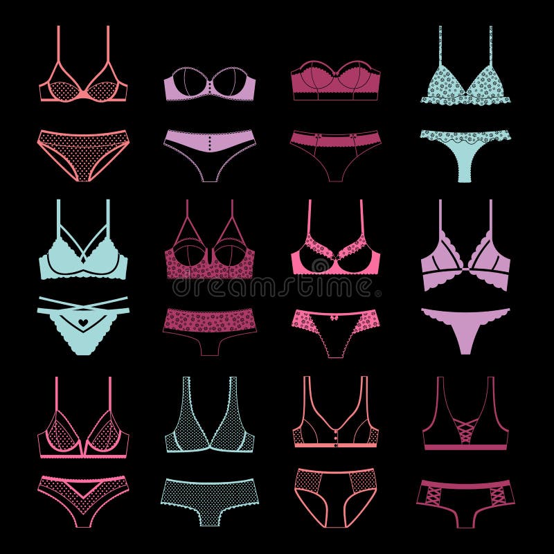 Female Underwear Panties Types Flat Vector Icons Stock Vector