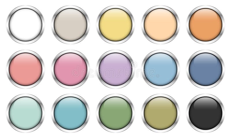 Set Of Fifteen Glossy Silver Buttons Retro Colors royalty free illustration Set Of Fifteen Glossy Silver Buttons Retro Colors royalty free illustration