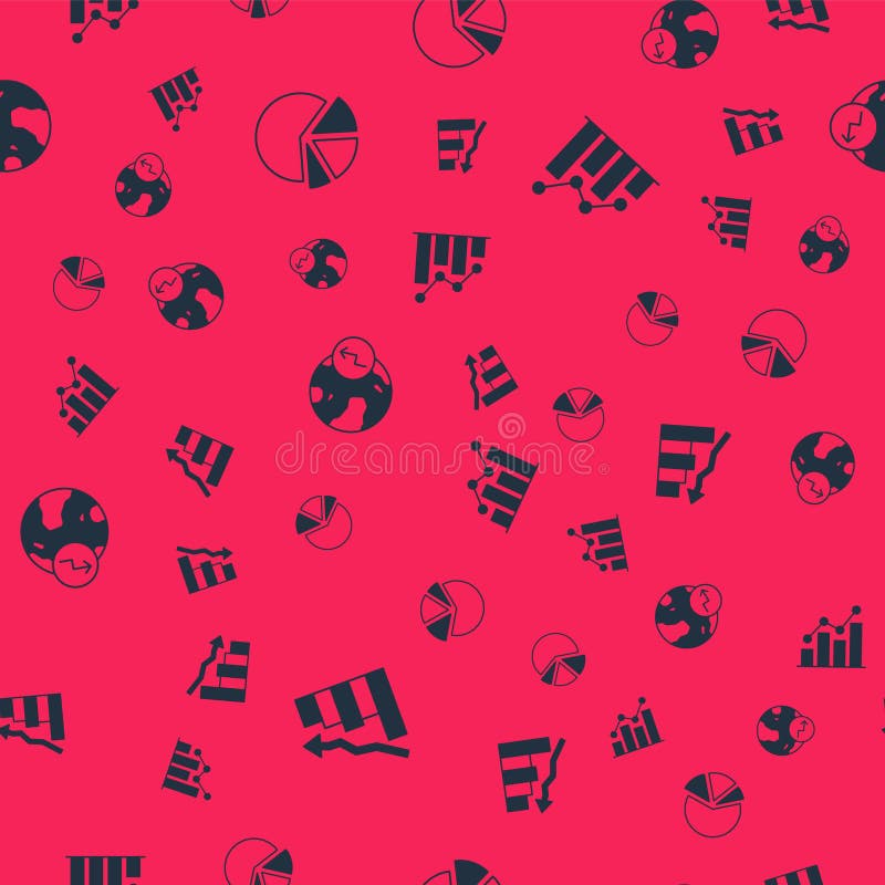 Set Financial growth decrease, Pie chart infographic, and on seamless pattern. Vector. Set financial growth decrease illustrations