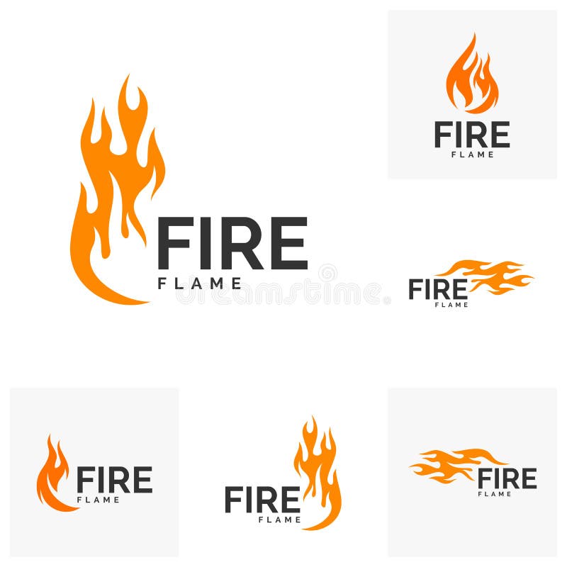 Set Of Fire Flame Logo Design Vector Hot Logo Template Stock Vector