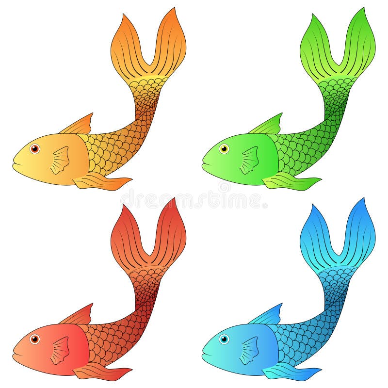Set of fish stock vector. Illustration of colorful, gold 43712413