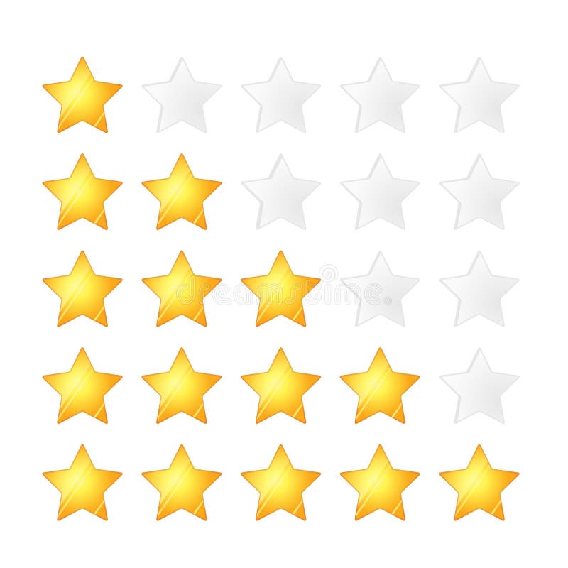 Set of Five Golden Stars Rating Template on White Stock Vector Set of Five Golden Stars Rating Template on White Stock Vector