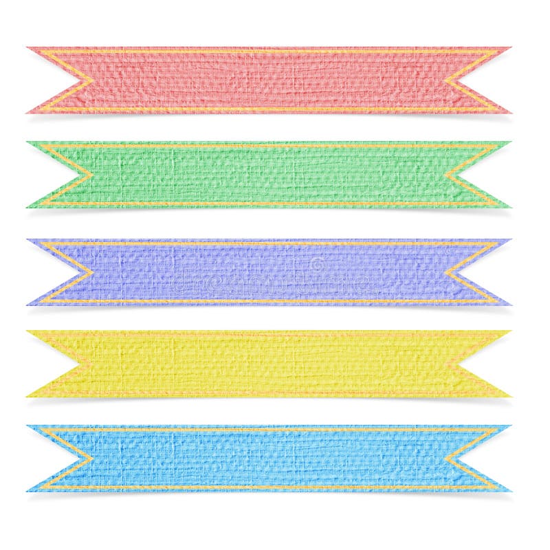 Set of a five mulberry paper ribbons royalty free stock photos