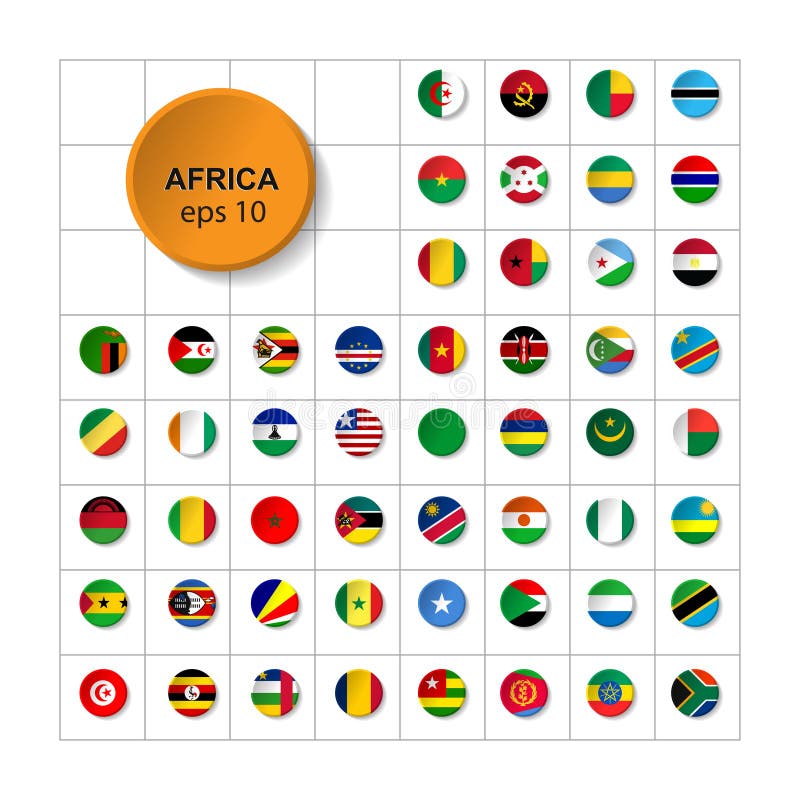 Set Of Flags Of Africa Triangular Button Vector 10 Eps Stock