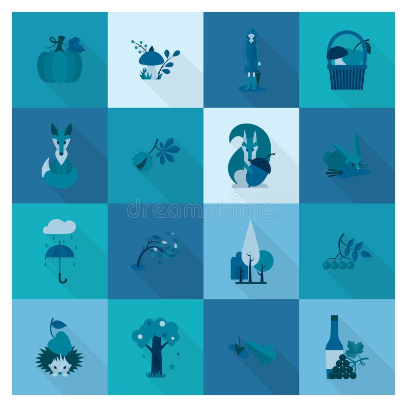 Set of Flat Autumn Icons