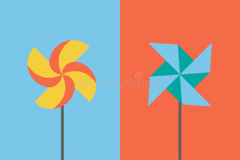 SET 2 flat colorful windmills illustrations for logo design