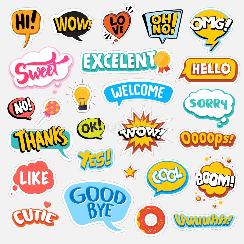 Set of flat design social network stickers royalty free illustration