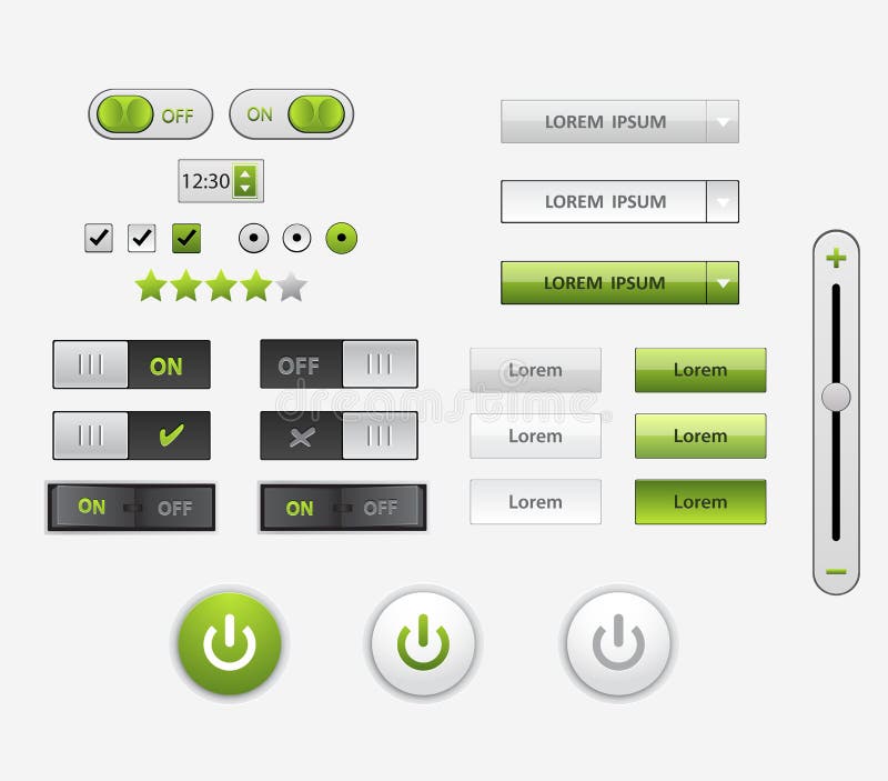 Set of flat design UI and UX elements for website and mobile app design stock illustration Set of flat design UI and UX elements for website and mobile app design stock illustration