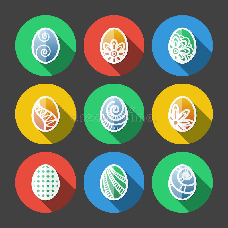 Set of Flat Easter Eggs Icons royalty free illustration