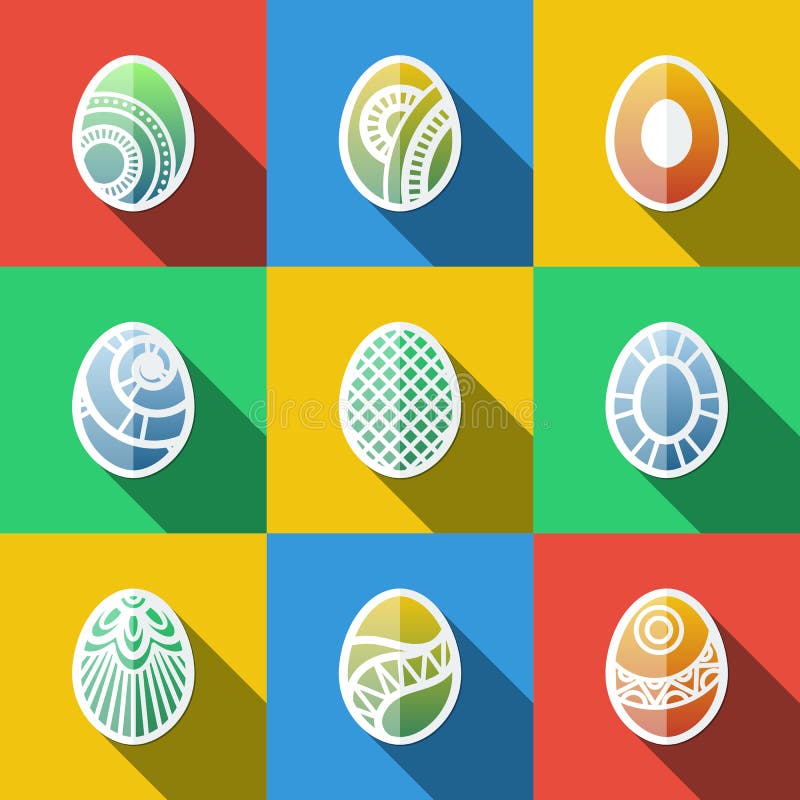 Set of Flat Easter Eggs Icons stock illustration