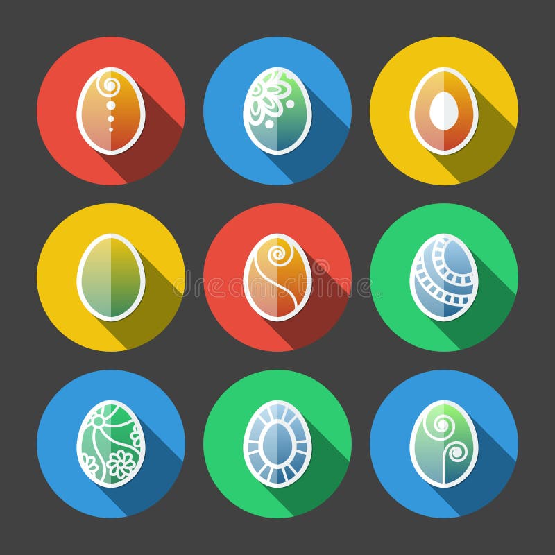 Set of Flat Easter Eggs Icons royalty free illustration