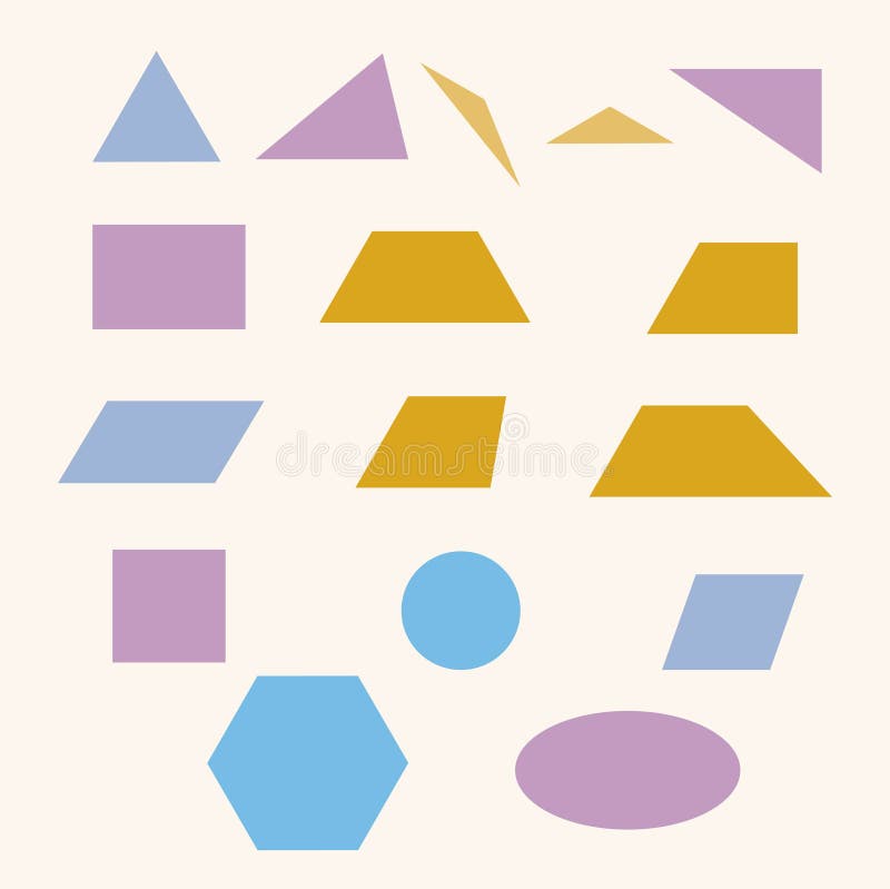 A set of flat geometric multi colored figures royalty free illustration