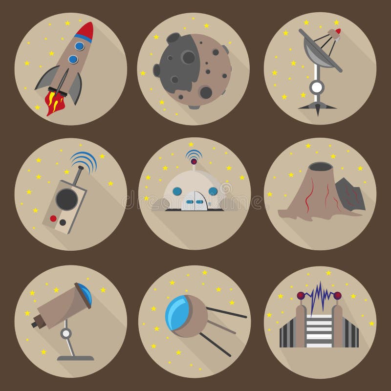 Set of Flat Icons on the Space Theme Stock Vector Illustration of design, transformer 84865911