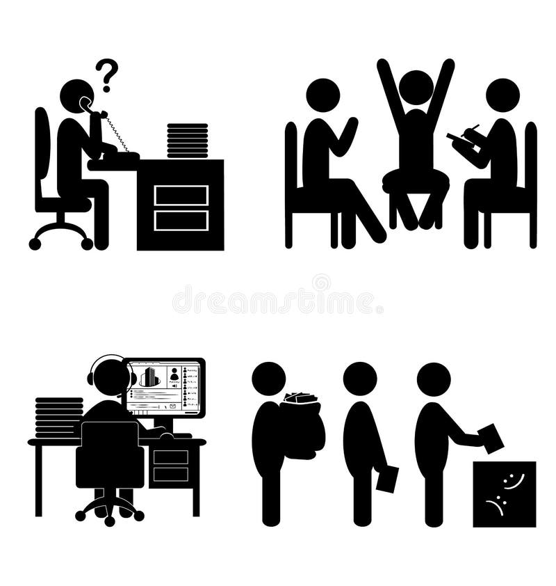 Set of flat office internal communications icons isolated on white stock illustration Set of flat office internal communications icons isolated on white stock illustration