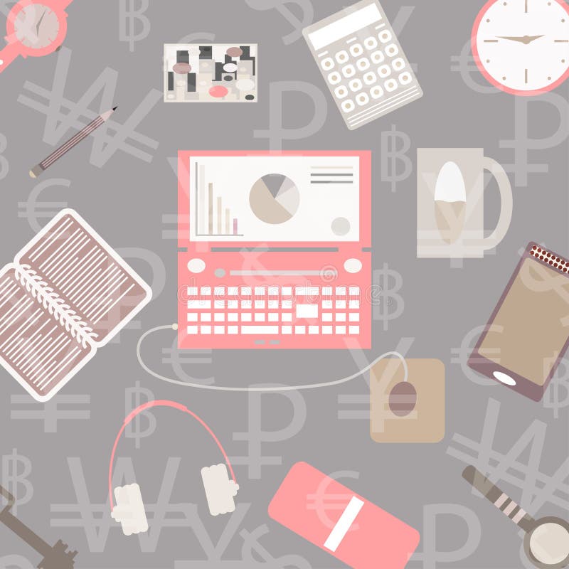 Set of Flat vector design illustration of modern business office and workspace. royalty free illustration Set of Flat vector design illustration of modern business office and workspace. royalty free illustration