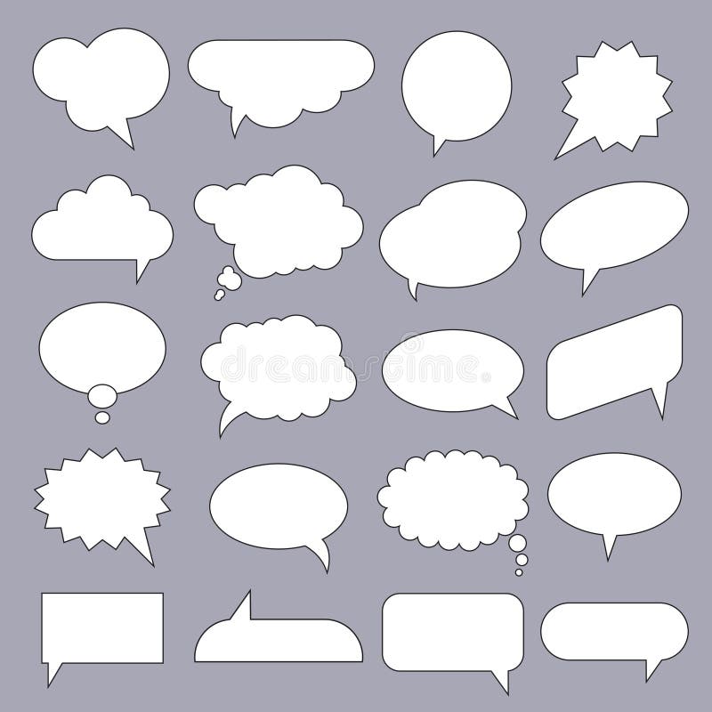 Set of flat white bubbles for speech. royalty free illustration Set of flat white bubbles for speech. royalty free illustration