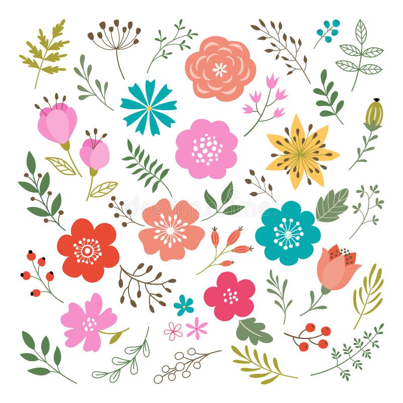 Set of floral elements