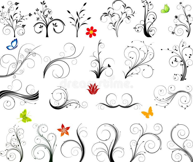 Set of floral elements vector