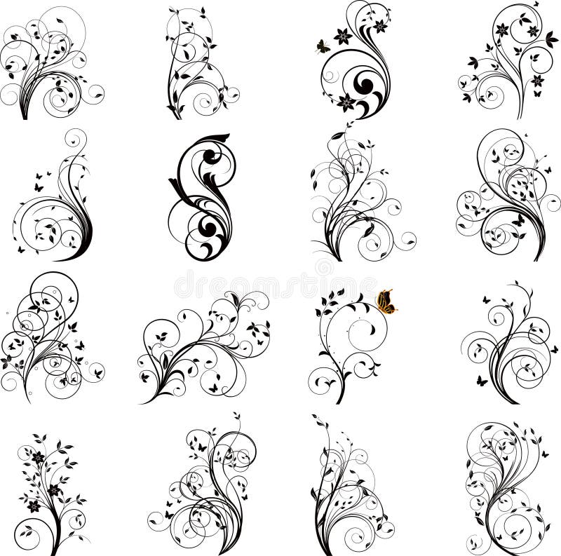 Set of floral elements vector