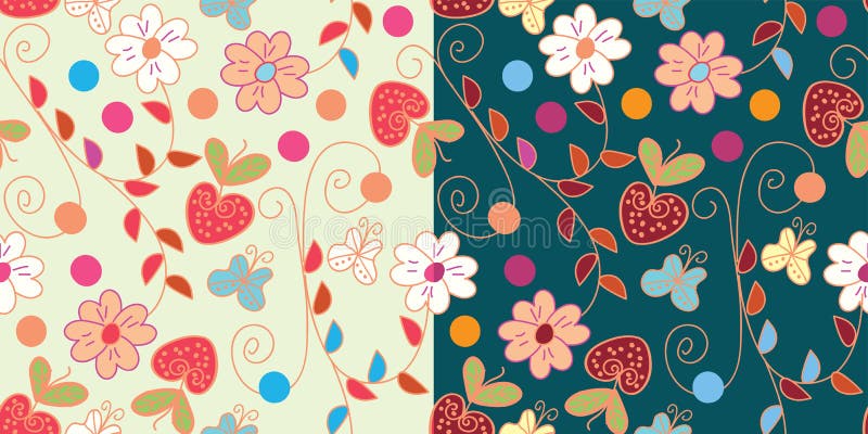 Set of floral seamless patterns