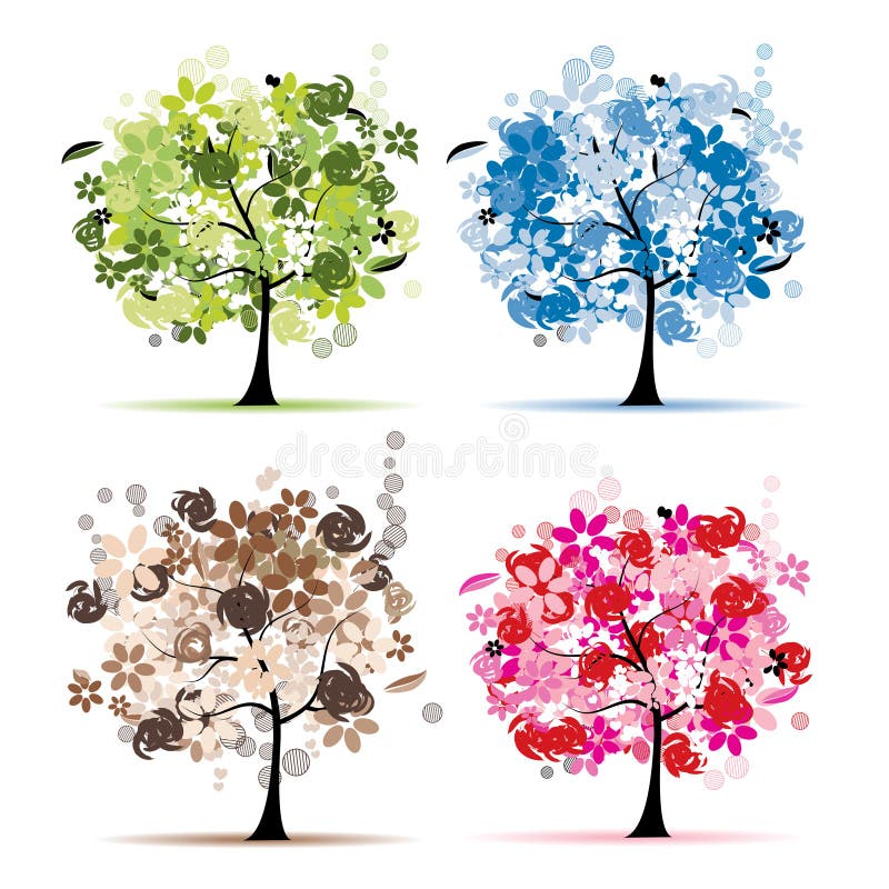 Set of floral trees beautiful for your design