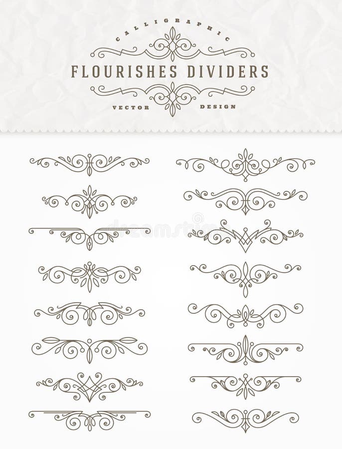 Set of flourishes calligraphic elegant dividers