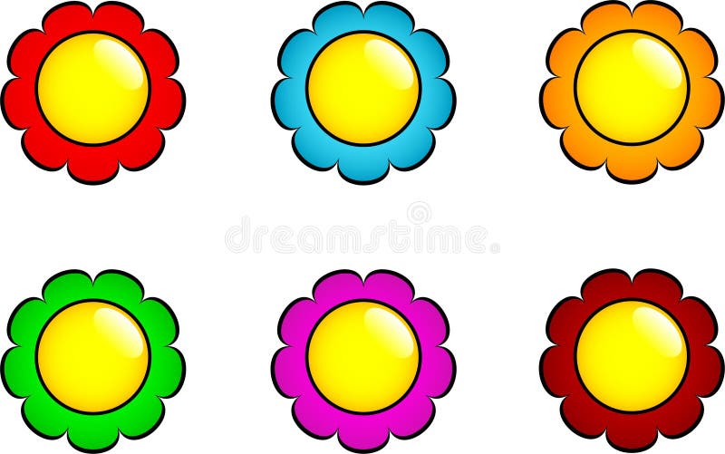 Set of flower buttons