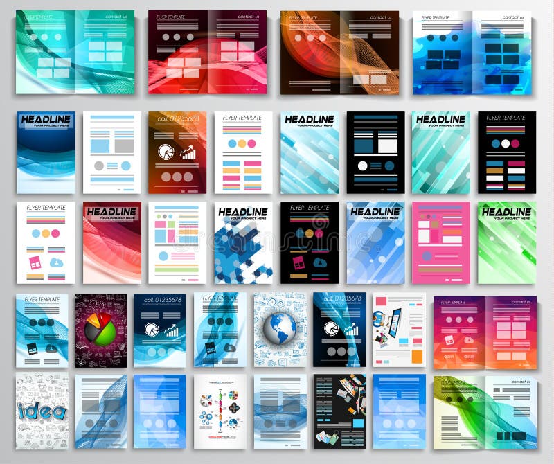 Set of Flyers, background, infographics, brochures, business cards