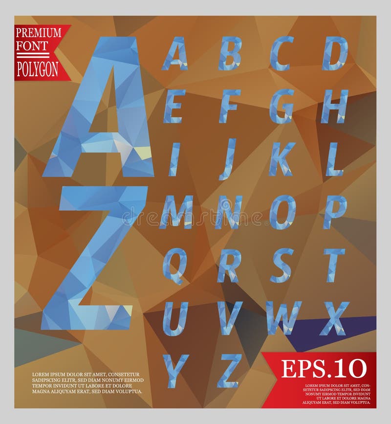 Set Font Low Poly Design Style Alphabet Multi Color Stock Vector